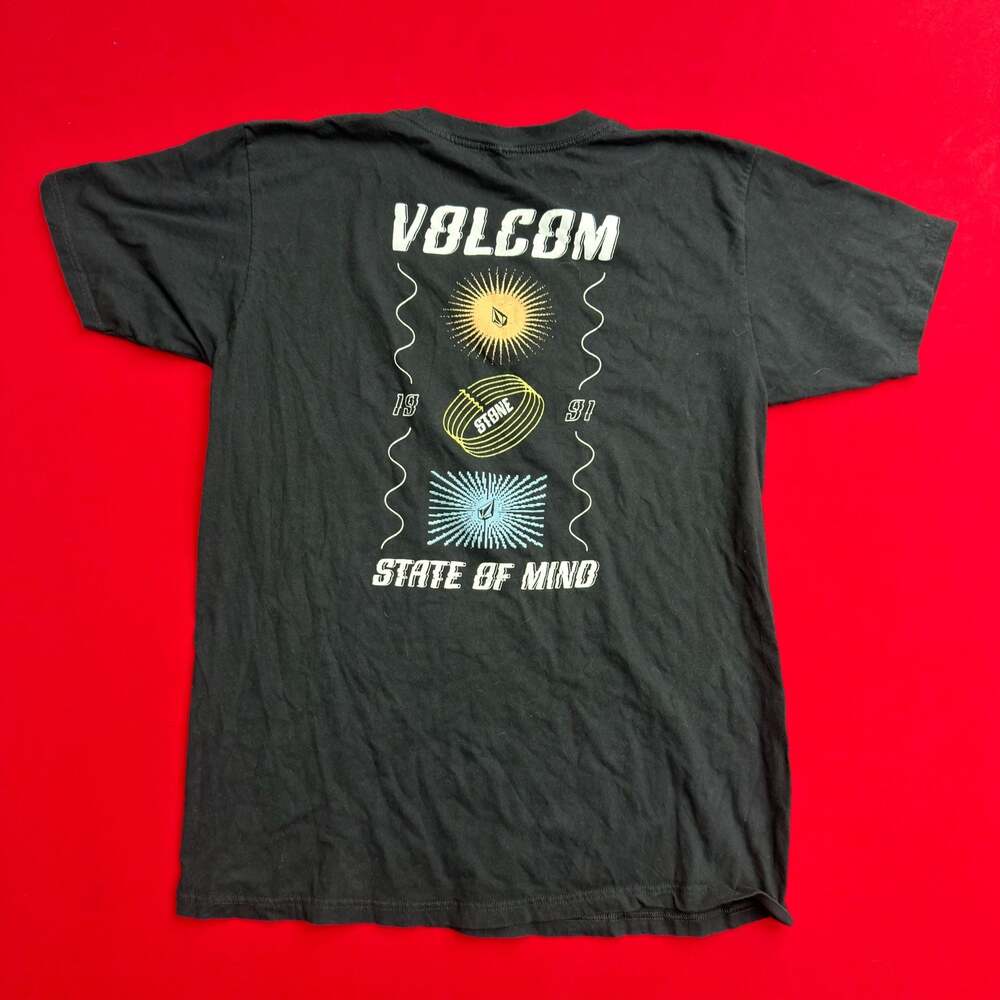 Volcom Solee State Of Mind T-Shirt Black Graphic Logo Faded‎ Thrasher Y2K SKATER